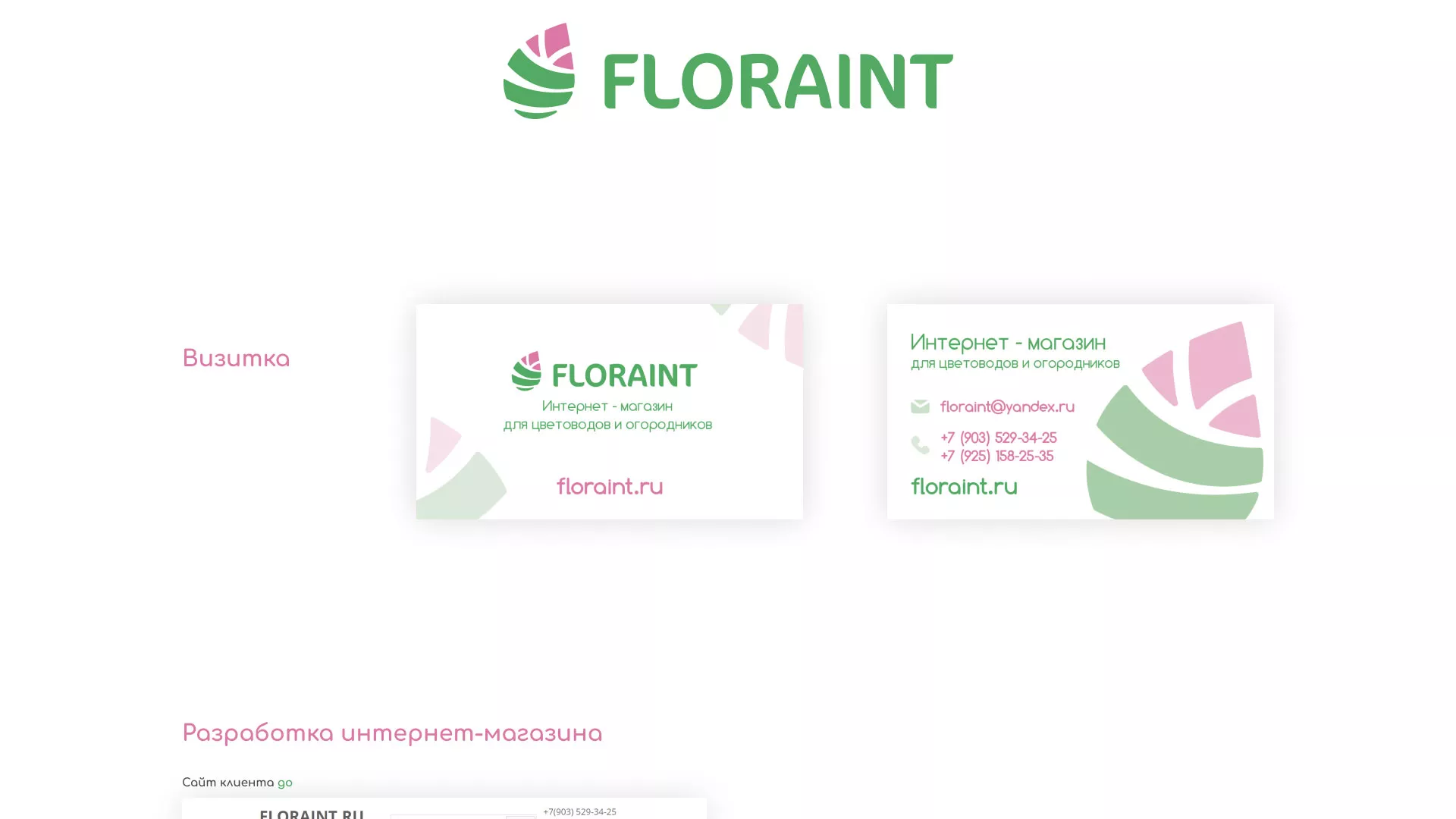 Создание логотипа и интернет-магазина «FLORAINT» в Владивостоке